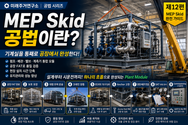 MEP Skid 공법이란? 기계실·펌프·배관 모듈 제작과 시공원리 완벽 가이드 4 MEP Skid 공법이란?