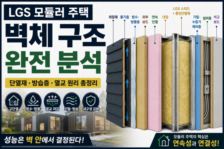 LGS 모듈러 주택 벽체 구조|단열재·방습층·열교 원리 총정리 1 LGS 모듈러 주택 벽체 구조 분석 썸네일