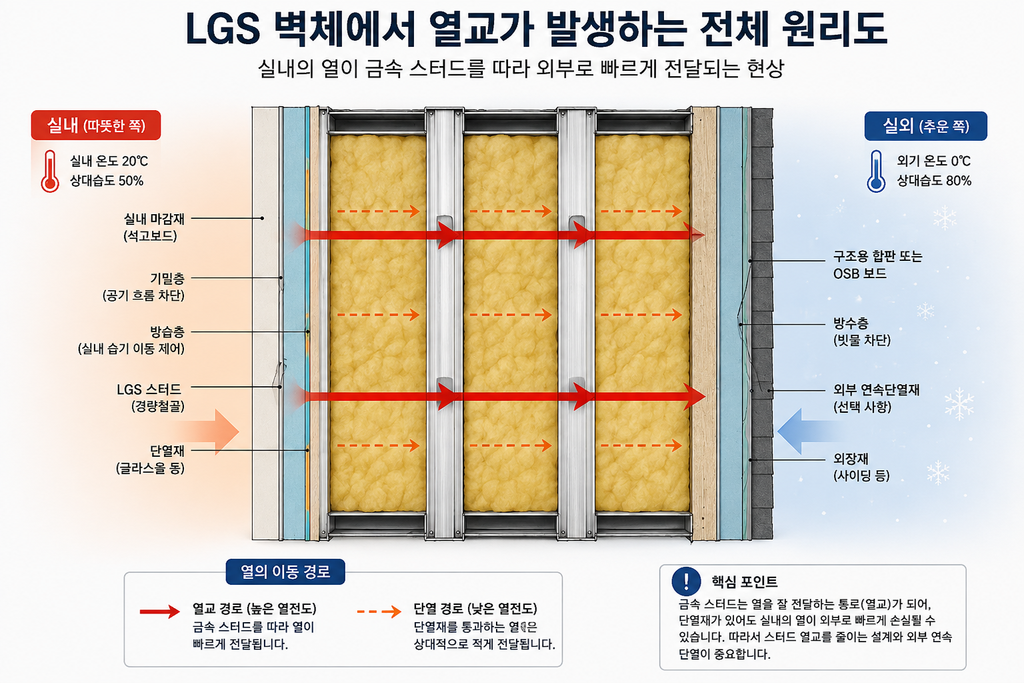 LGS 모듈러 주택 열교 원인과 해결 방법|단열성능을 떨어뜨리는 숨은 통로 1 LGS 모듈러 주택 열교 발생 원리