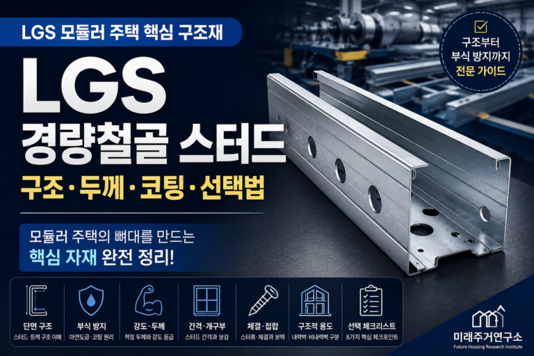 LGS 경량철골 스터드란? 모듈러 주택 구조재의 두께·도금·규격 선택법 8 LGS 경량철골 스터드 완전 정리