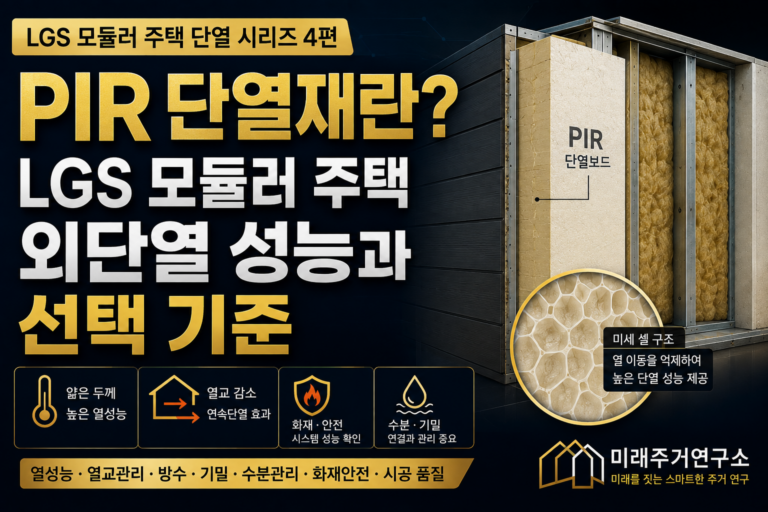 PIR 단열재란? LGS 모듈러 주택 외단열 성능과 선택 기준 5 PIR 단열재 외단열 성능 가이드