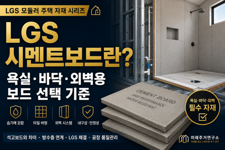 LGS 모듈러 주택 시멘트보드란? 욕실·바닥·외벽용 시멘트계 보드 선택 기준 5 LGS 시멘트보드 완벽 가이드