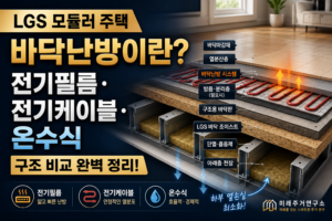 LGS 모듈러 주택 바닥난방이란? 전기필름·전기케이블·온수식 구조 비교 2 LGS 모듈러 주택 바닥난방 완벽 비교