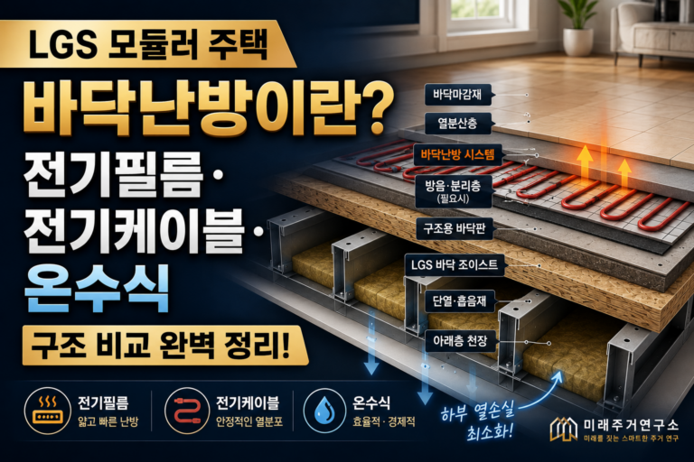 LGS 모듈러 주택 바닥난방이란? 전기필름·전기케이블·온수식 구조 비교 2 LGS 모듈러 주택 바닥난방 완벽 비교