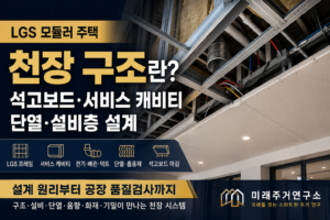 LGS 모듈러 주택 천장 구조란? 석고보드·서비스 캐비티·단열·설비층 설계 9 LGS 천장 구조와 설비 시스템