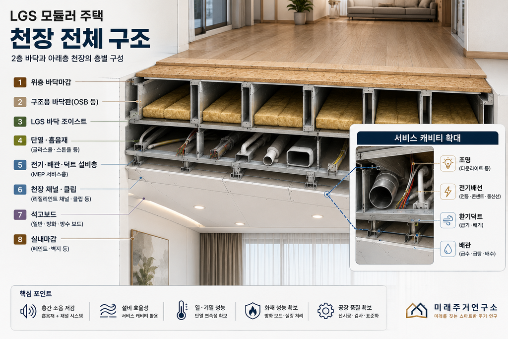 LGS 모듈러 주택 천장 구조 인포그래픽