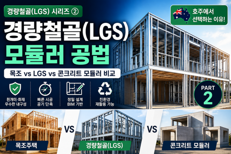 경량철골 모듈러 공법 비교|목조주택·콘크리트 모듈러와 무엇이 다를까? 2 경량철골(LGS) 모듈러 공법
