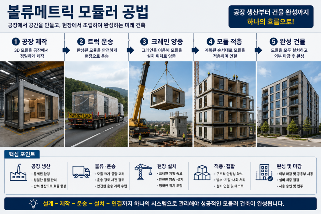 볼류메트릭 모듈러 공법이란? 3차원 모듈 구조·제작원리 완벽 가이드 1 image