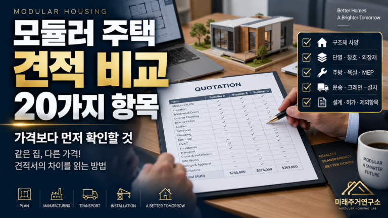 모듈러 주택 견적서를 받았을 때 반드시 비교해야 할 20가지 항목 4 모듈러 주택 견적 비교 가이드 썸네일