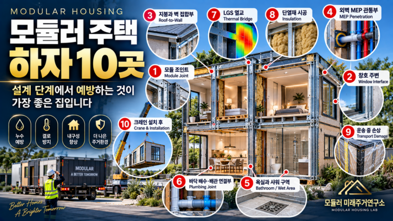 모듈러 주택에서 하자가 생기기 쉬운 10곳과 설계 단계 예방법 6 모듈러 주택 하자 예방 가이드 썸네일