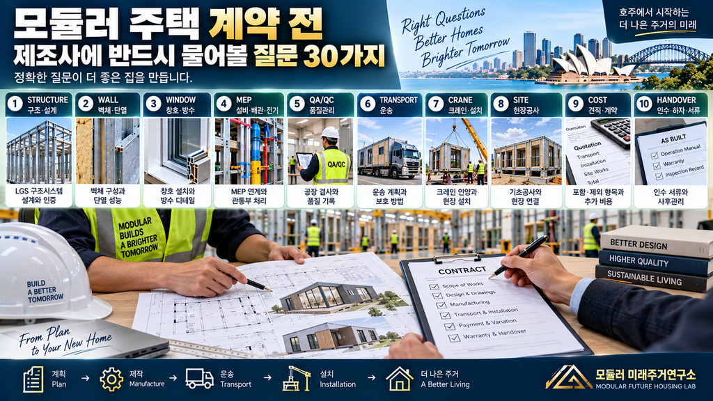 모듈러 주택 계약 전 제조사에 반드시 물어볼 질문 30가지 1 모듈러 주택 계약 전 체크리스트 제조사 질문 30가지 LGS 모듈러 주택