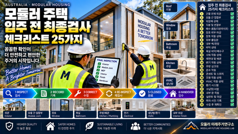 모듈러 주택 입주 전 최종검사 체크리스트: 인수 전에 직접 확인할 25가지 1 모듈러 주택 입주 전 최종검사 체크리스트 썸네일