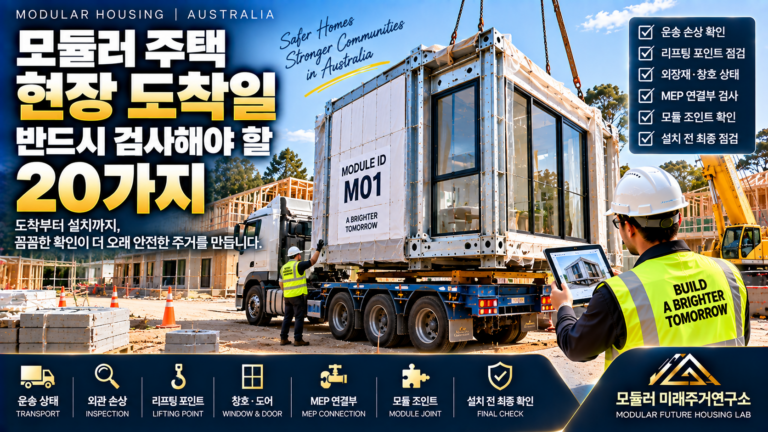 모듈러 주택 현장 도착일 반드시 검사해야 할 20가지 3 호주 모듈러 주택 현장 도착 점검 썸네일