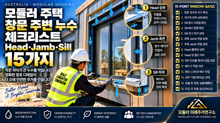 모듈러 주택 창문 주변 누수 체크리스트: Head·Jamb·Sill 15가지 9 모듈러 주택 창호 누수 체크리스트 썸네일