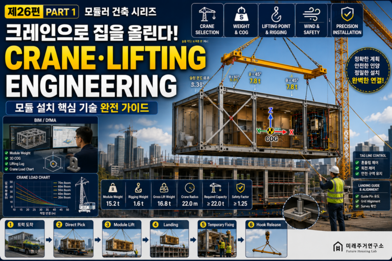 모듈러 건축 Crane·Lifting Engineering이란? 크레인으로 모듈을 설치하는 핵심 기술 1 크레인 리프팅 엔지니어링 가이드 썸네일