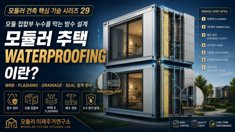 모듈러 주택 Waterproofing이란? 모듈 접합부 누수를 막는 방수 설계 5 모듈러 주택 방수 설계 핵심 기술