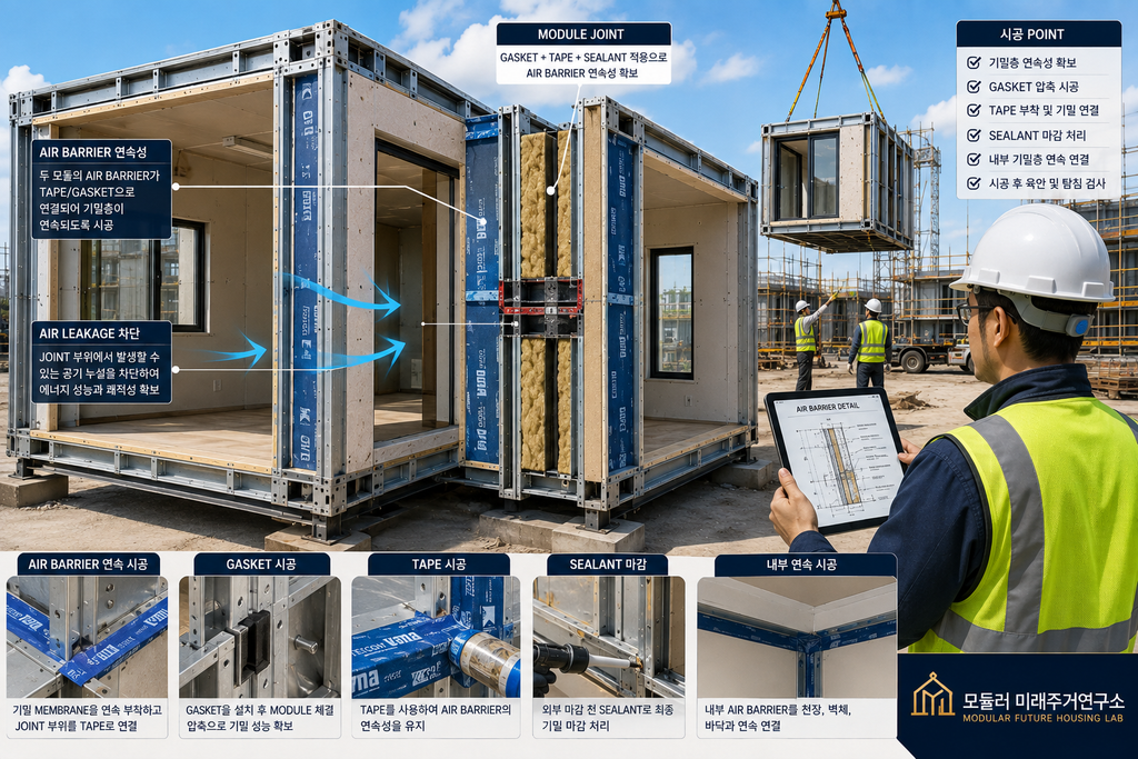 모듈러 주택 Airtightness Engineering이란? LGS 기밀설계와 Module Joint 핵심 1 LGS 모듈러 주택 Airtightness Engineering Module Joint Air Barrier 기밀 시공