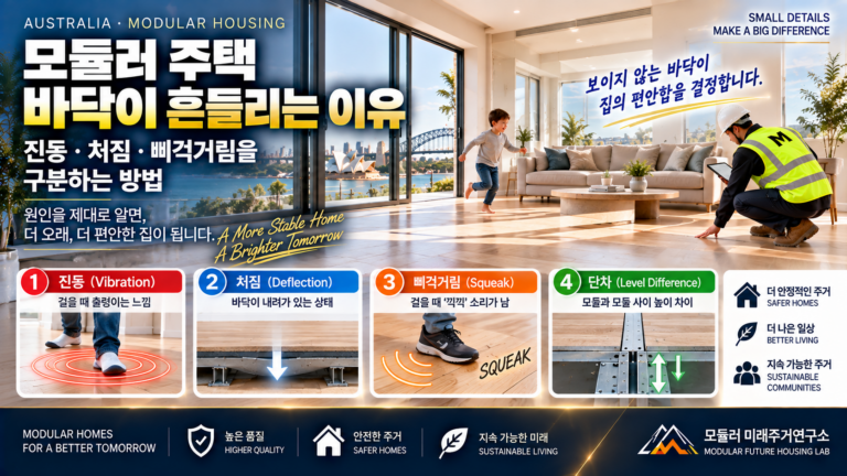 모듈러 주택 바닥이 흔들리는 이유: 진동·처짐·삐걱거림을 구분하는 방법 8 모듈러 주택, 더 안정적인 집 썸네일