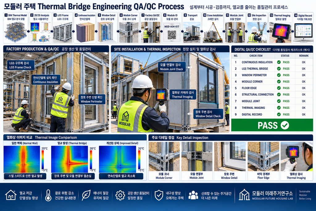 모듈러 주택 Thermal Bridge Engineering이란? LGS 열교·결로를 막는 외피 설계 2 모듈러 주택 Thermal Bridge QA QC LGS 열교 결로 Thermal Imaging 검사