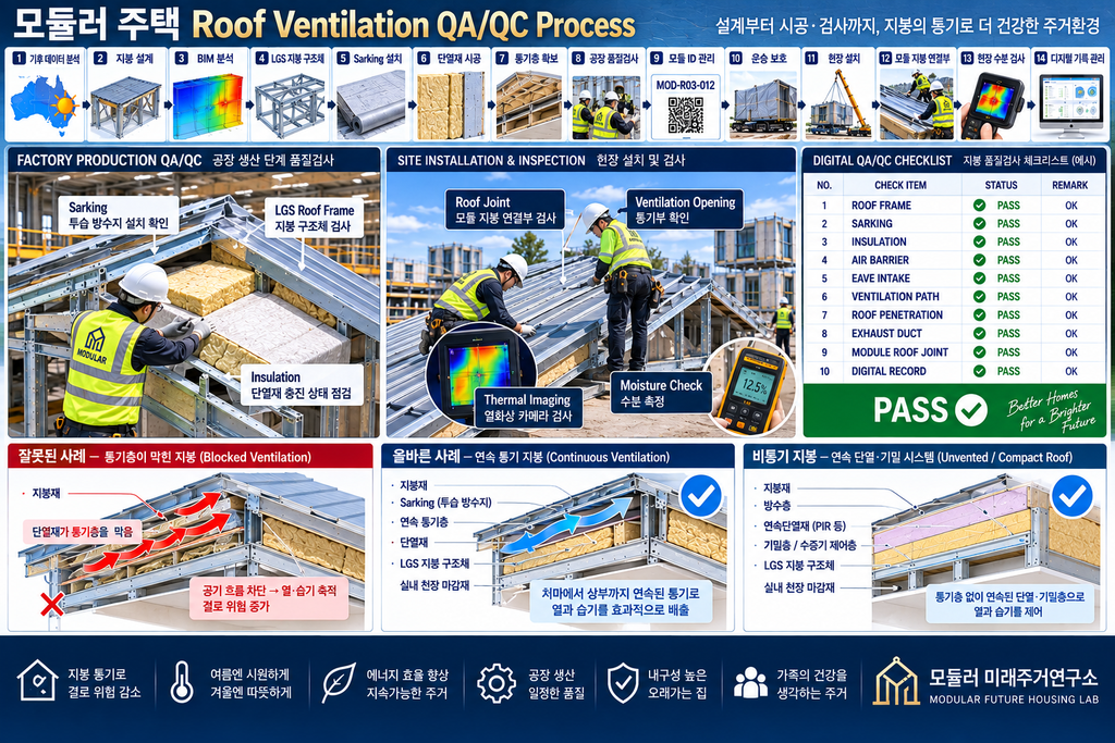 모듈러 주택 Roof Ventilation Engineering이란? LGS 지붕 통기·결로 설계모듈러 주택 Roof 2 모듈러 주택 Roof Ventilation QA QC LGS 지붕 통기 결로 검사