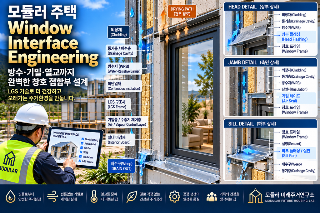모듈러 주택 Window Interface Engineering이란? LGS 창호 방수·기밀·열교 설계 1 모듈러 주택 Window Interface Engineering LGS 창호 방수 기밀 열교 시공