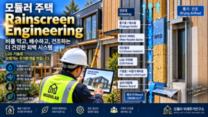 모듈러 주택 Rainscreen Engineering이란? LGS 외벽 배수·통기층 설계 2 모듈러 주택 레인스크린 외벽 설계 썸네일