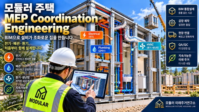 모듈러 주택 MEP Coordination Engineering이란? 전기·배관·환기 BIM 통합설계 5 모듈러 주택 MEP 통합설계 썸네일