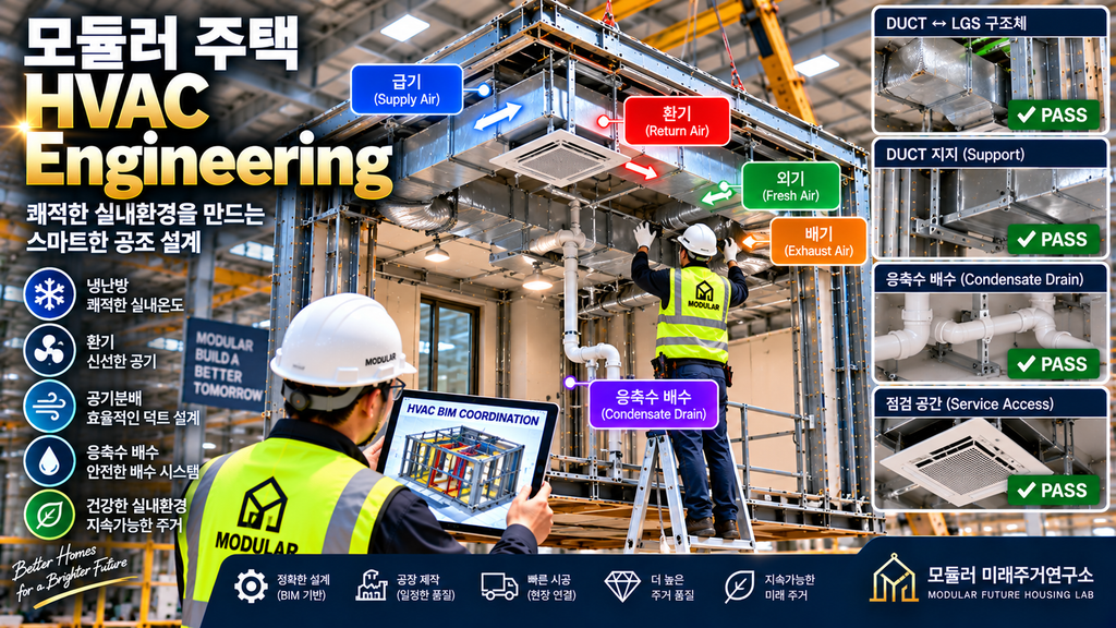 모듈러 주택 HVAC Engineering이란? LGS 냉난방·덕트·환기 설계 1 모듈러 주택 HVAC Engineering LGS 냉난방 덕트 환기 공장 제작