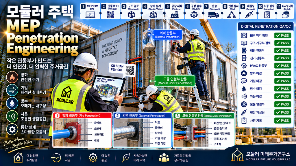 모듈러 주택 MEP Penetration Engineering이란? LGS 관통부 방화·기밀·방수 설계 2 ChatGPT Image 2026년 9월 9일 오후 04 25 33