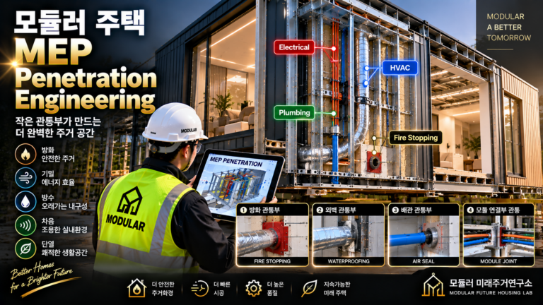 모듈러 주택 MEP Penetration Engineering이란? LGS 관통부 방화·기밀·방수 설계 8 모듈러 주택 MEP 관통부 설계 썸네일