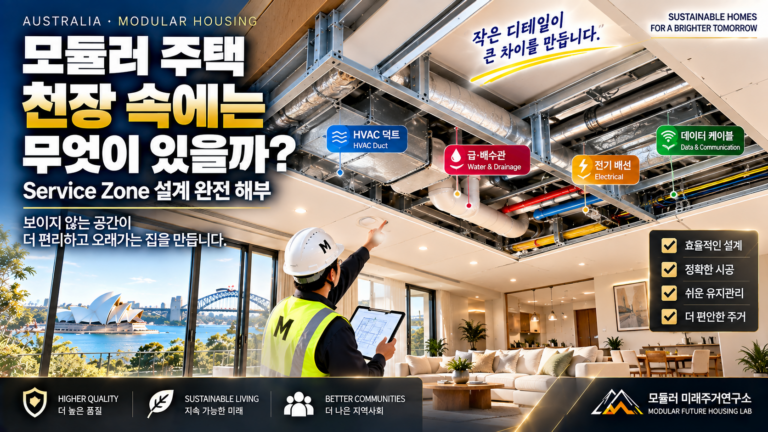 모듈러 주택 천장 속에는 무엇이 있을까? Service Zone 설계 완전 해부 7 모듈러 주택 천장 속 서비스 존 썸네일